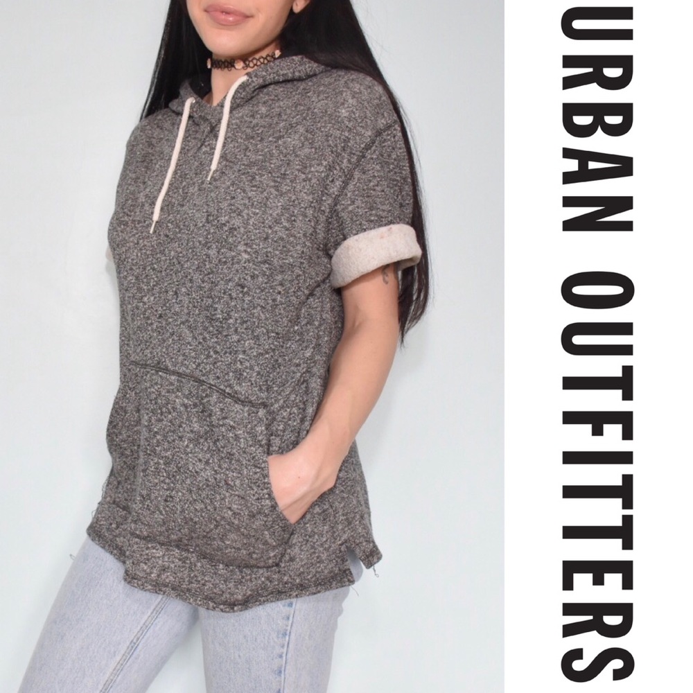 BDG Oversized Short Sleeve Fleece Hoodie